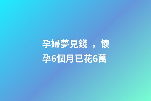 孕婦夢見錢，懷孕6個月已花6萬